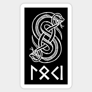 Loki Snake Symbol and Name in Nordic Runes Sticker